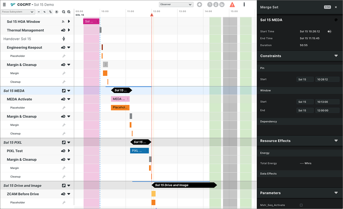 Component-based Campaign Planning, Implementation, and Tactical (COCPIT) Timeline is the primary method for mission planners to visualize the rover’s day-to-day activities